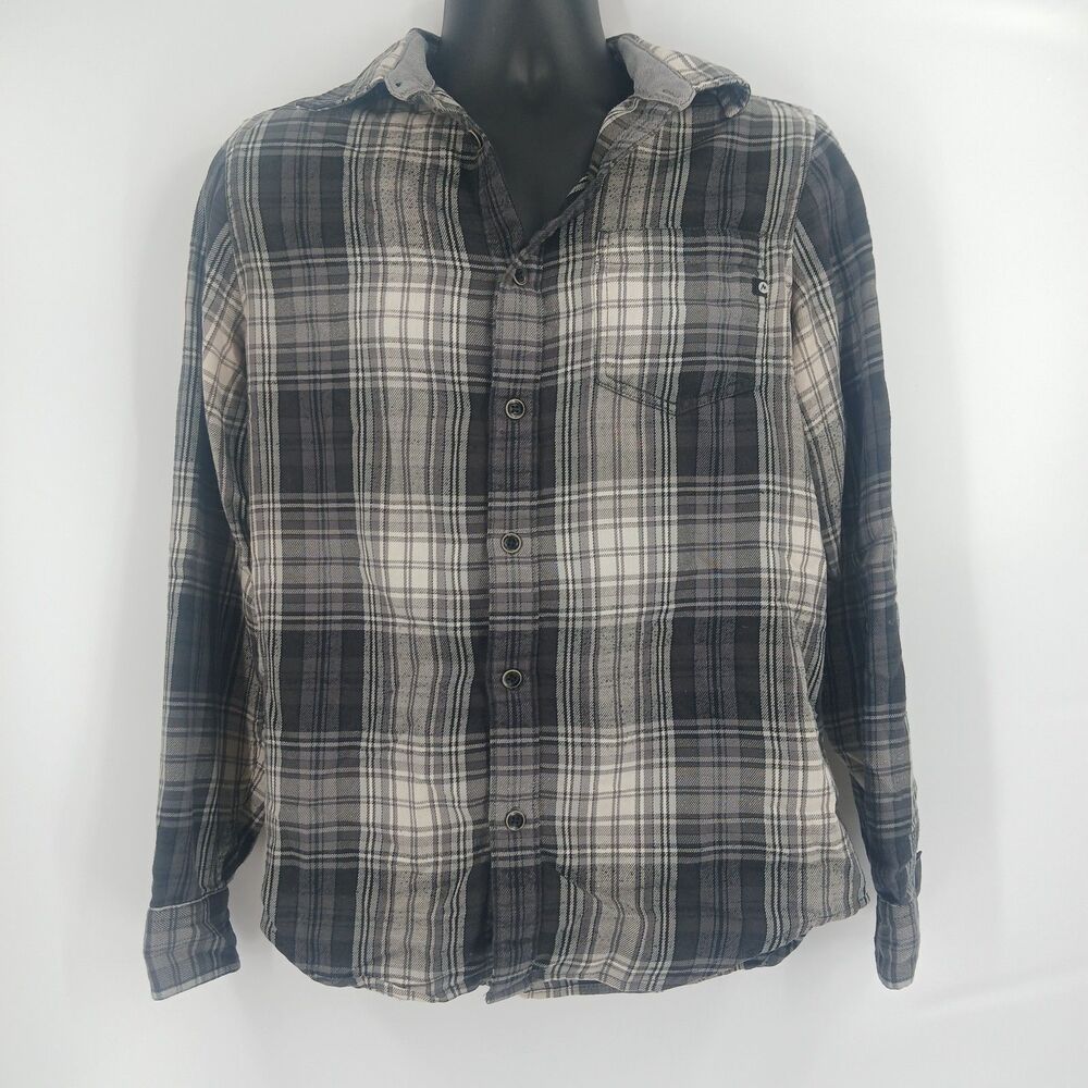 Marmot Mens Size Small Gray Plaid Long Sleeve Button Up Flannel Shirt